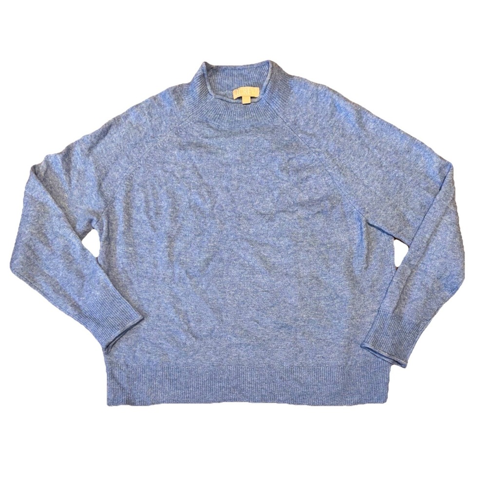 J Crew Roll Neck‎ Sweater Womens Large Alpaca Merino Wool Blend Pullover Blue